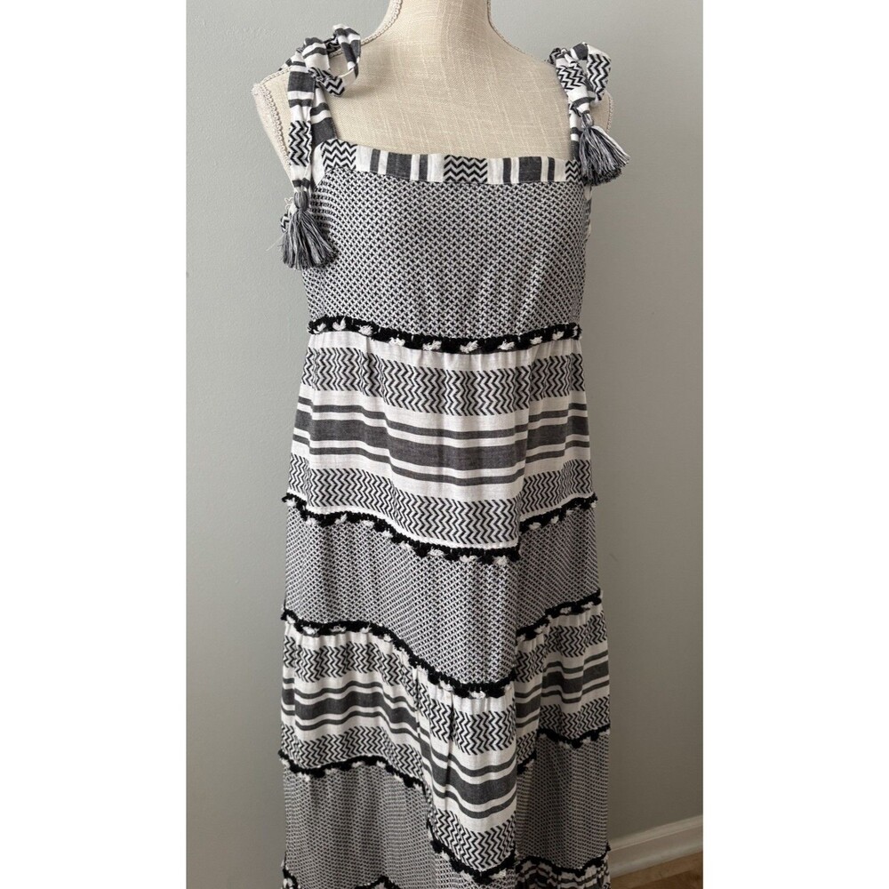 Veronica Beard 'Quartz' Striped Cotton Maxi Dress Black Multi Size Large - Picture 2 of 13